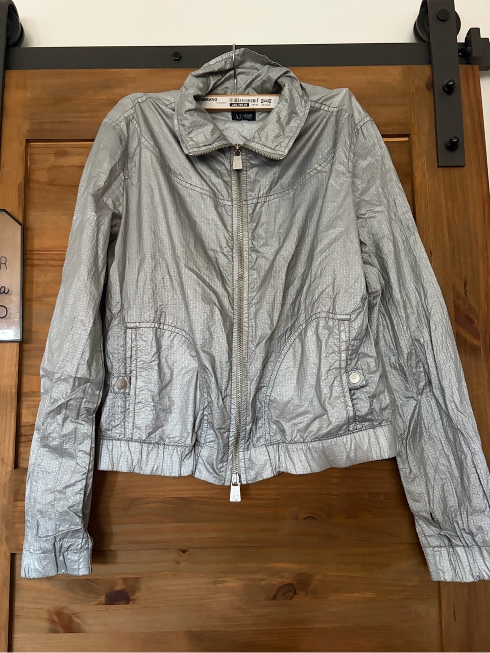 Armani Jeans Metallic Silver Bomber Jacket